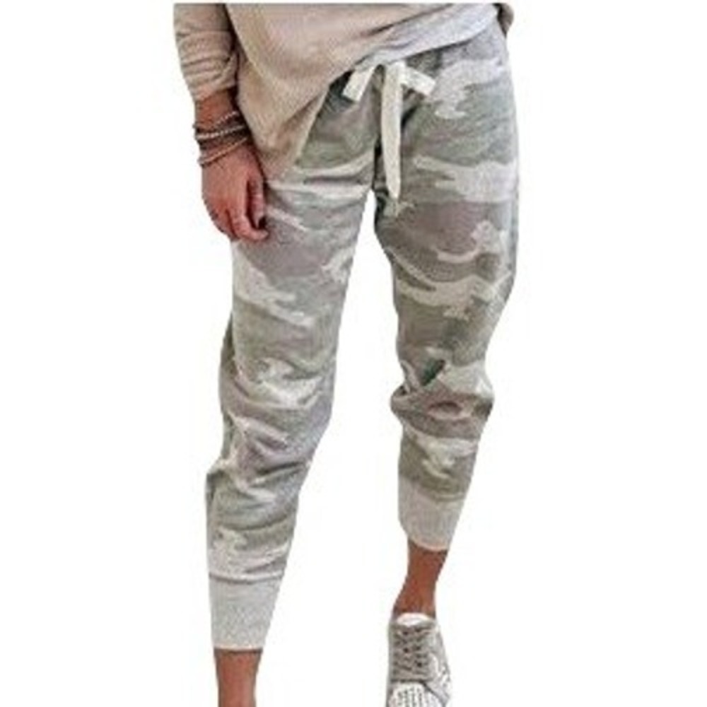 Aerie Green Gray Camoflauge Print Joggers Size Large